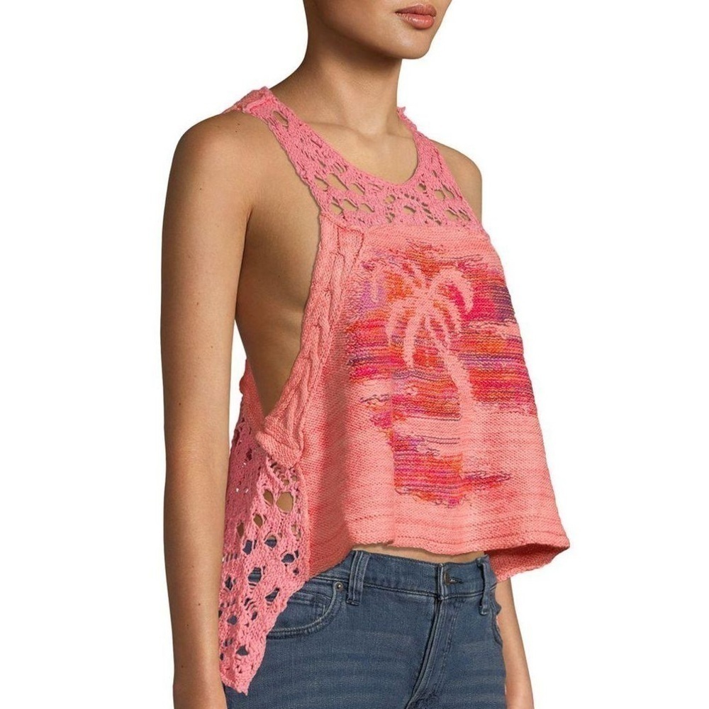 Free People Luau Crochet Knit Racerback Tank